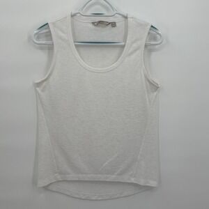 Athleta Womens XXS White Heathered Scoop Neck Tank Top Modal Blend Lightweight
